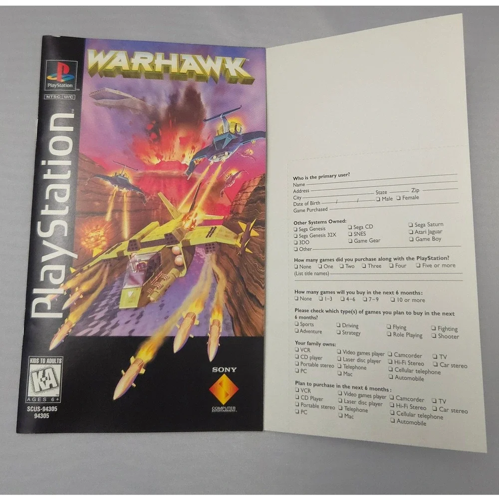 Warhawk PlayStation 1 (PS1) Long Box - Complete in Box (CIB) W/ Reg Card Tested